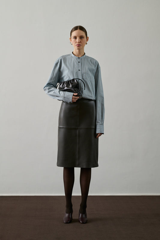 Jupe Gwen - Brun Gris - Cuir - Femme