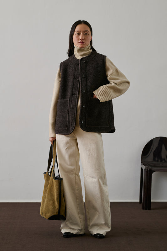 Blouson Chicago - Marron Chiné - Laine - Femme