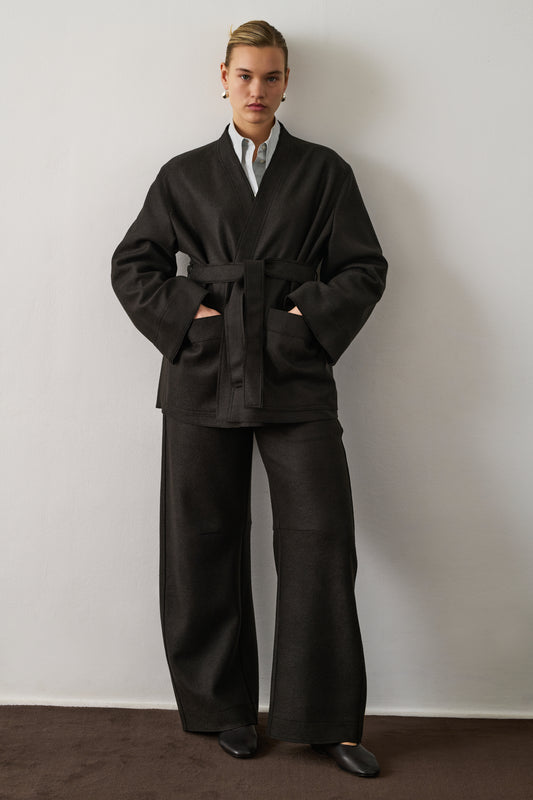 Pantalon Gibson - Vert Ébène - Laine - Femme