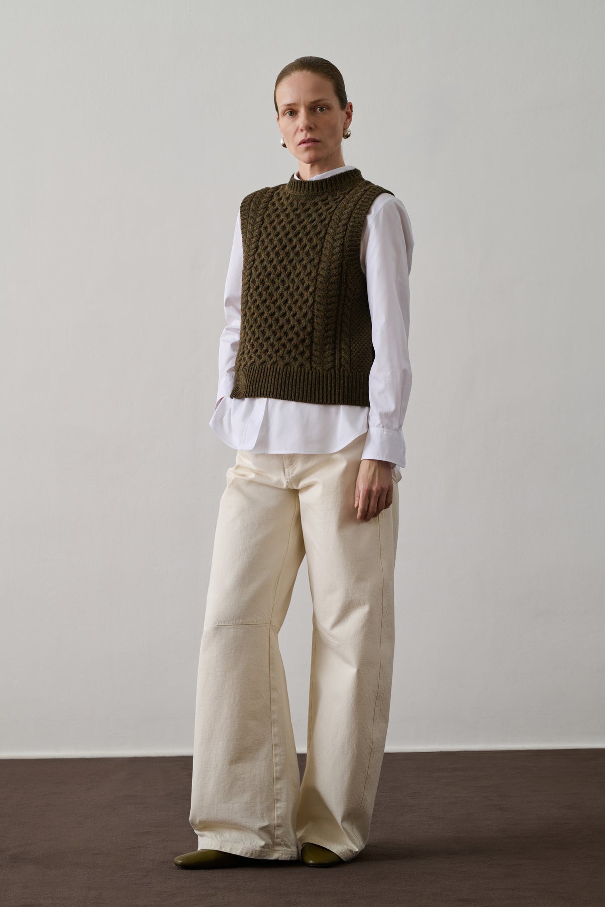 Pull Gareth - Kaki Chiné - Laine - Femme vue 1